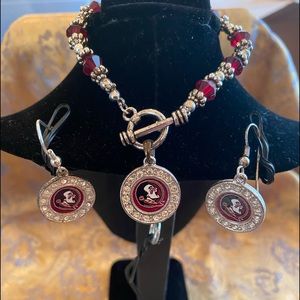 Florida State Seminoles bracelet and earring set